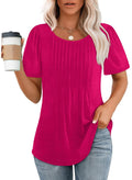 Womens Pleated Round Neck T-Shirt