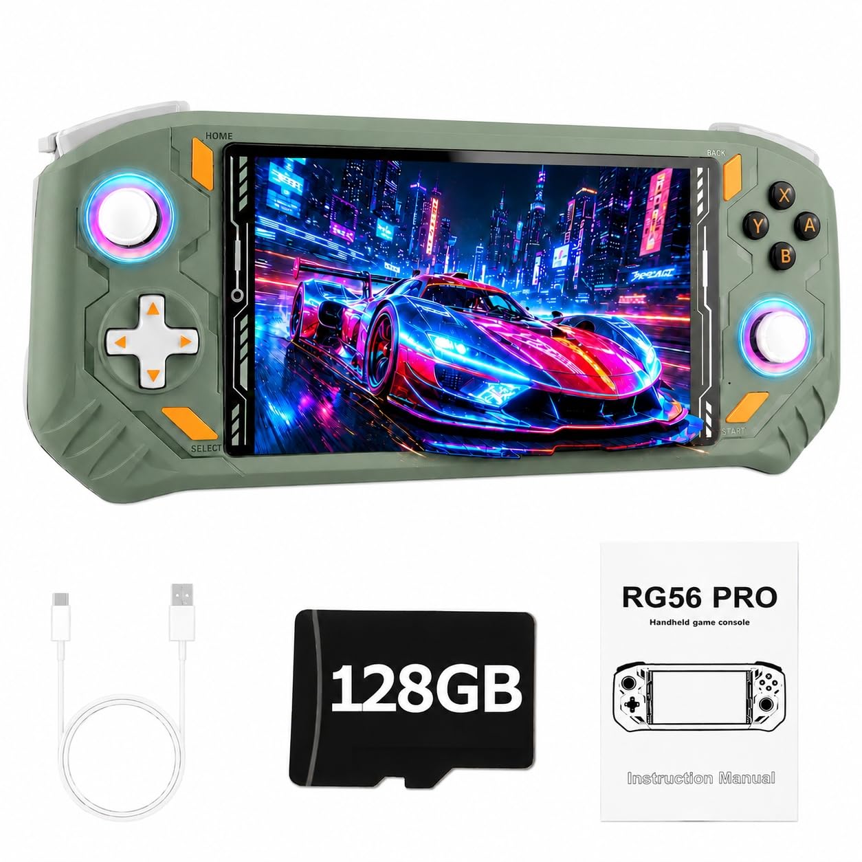 RG56PRO Retro Handheld Game Console - 5.5 Inch IPS Screen,31000+ Classic 3D Games,5000mAh Battery, Open Linux System,Portable Console with 128G TF Card - Birthday Gift for Boyfriend (Black)