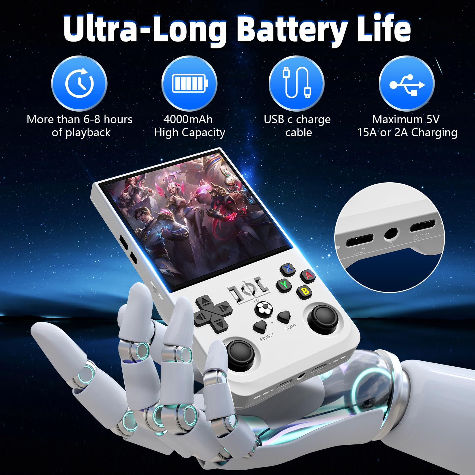 R36MAX Retro Gaming Console, Retro Handheld Games Console with 64GB TF Card, Portable Hand Held Open Source Linux System, 4.0 inch IPS HD Screen Video Game Consoles, 4000mAh Battery