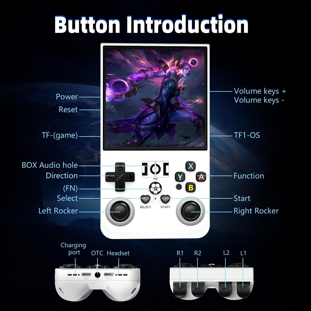 R36MAX Retro Gaming Console, Retro Handheld Games Console with 64GB TF Card, Portable Hand Held Open Source Linux System, 4.0 inch IPS HD Screen Video Game Consoles, 4000mAh Battery