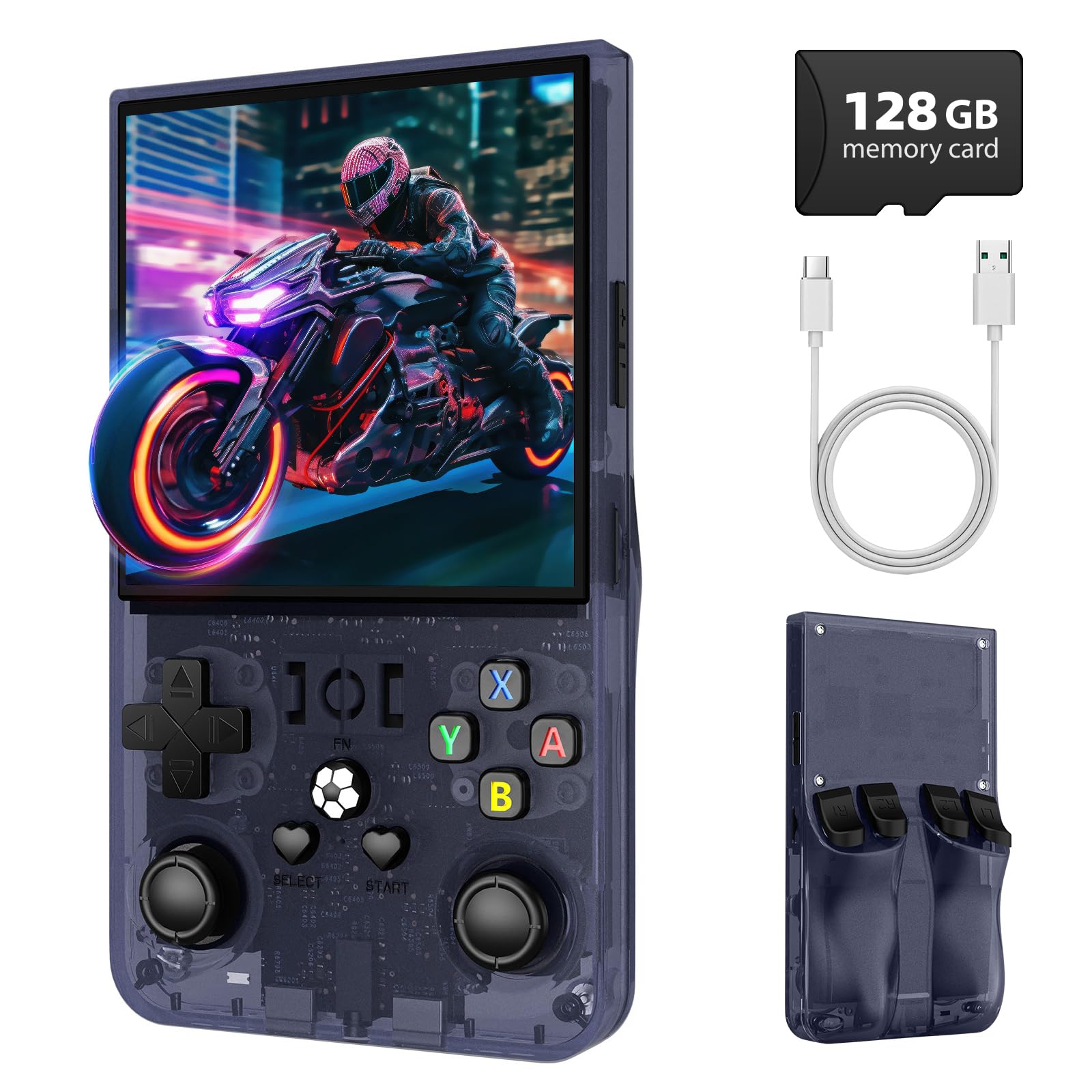 R36MAX Retro Gaming Console, Retro Handheld Games Console with 64GB TF Card, Portable Hand Held Open Source Linux System, 4.0 inch IPS HD Screen Video Game Consoles, 4000mAh Battery