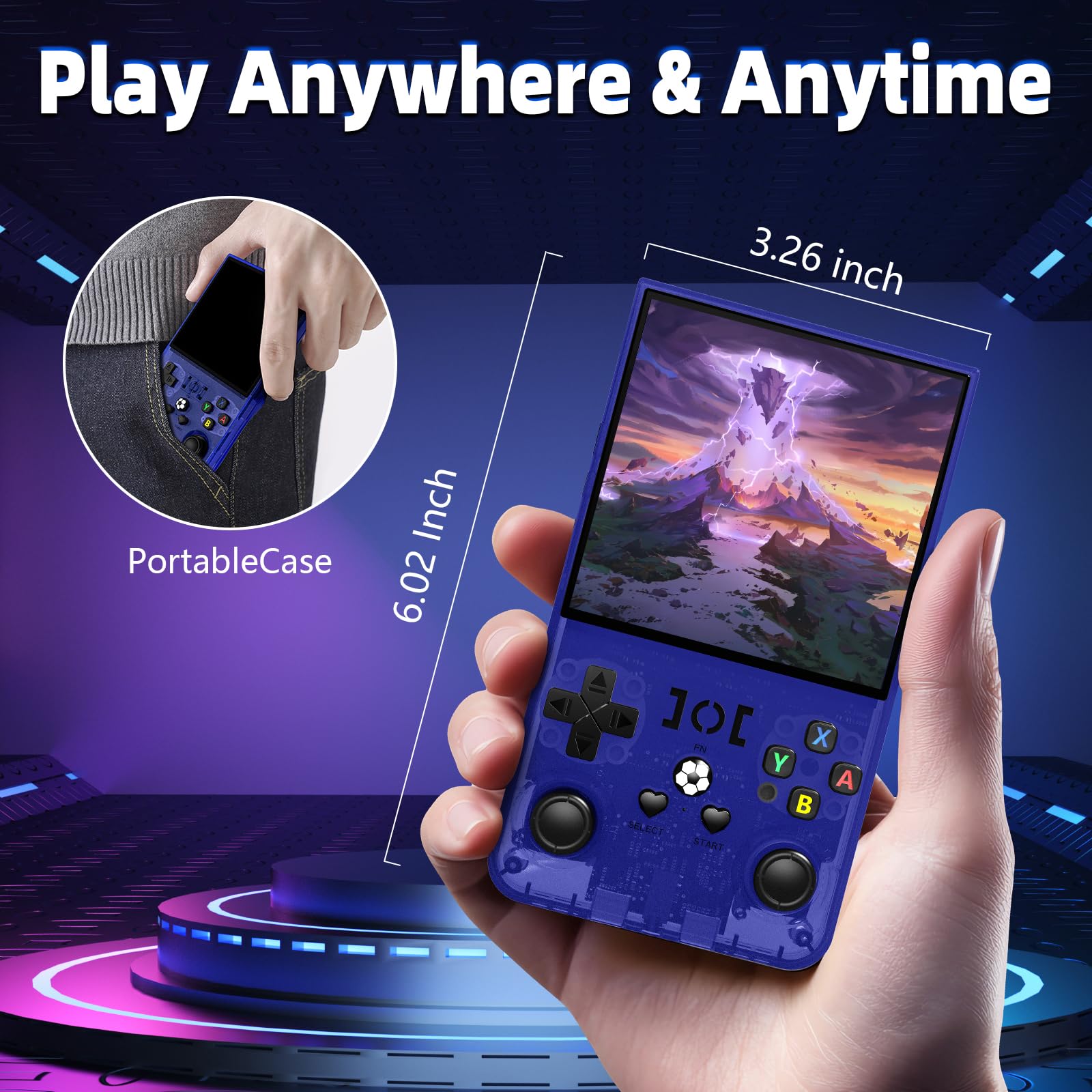 R36MAX Retro Gaming Console, Retro Handheld Games Console with 64GB TF Card, Portable Hand Held Open Source Linux System, 4.0 inch IPS HD Screen Video Game Consoles, 4000mAh Battery