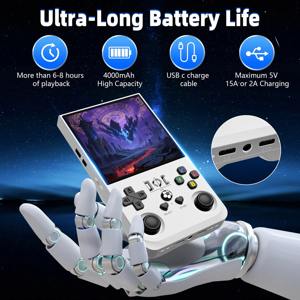 R36MAX Retro Gaming Console, Retro Handheld Games Console with 64GB TF Card, Portable Hand Held Open Source Linux System, 4.0 inch IPS HD Screen Video Game Consoles, 4000mAh Battery