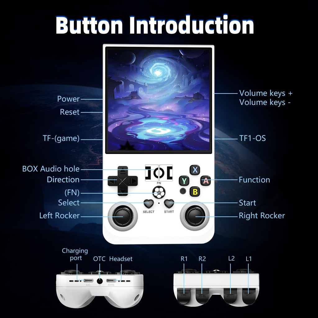 R36MAX Retro Gaming Console, Retro Handheld Games Console with 64GB TF Card, Portable Hand Held Open Source Linux System, 4.0 inch IPS HD Screen Video Game Consoles, 4000mAh Battery