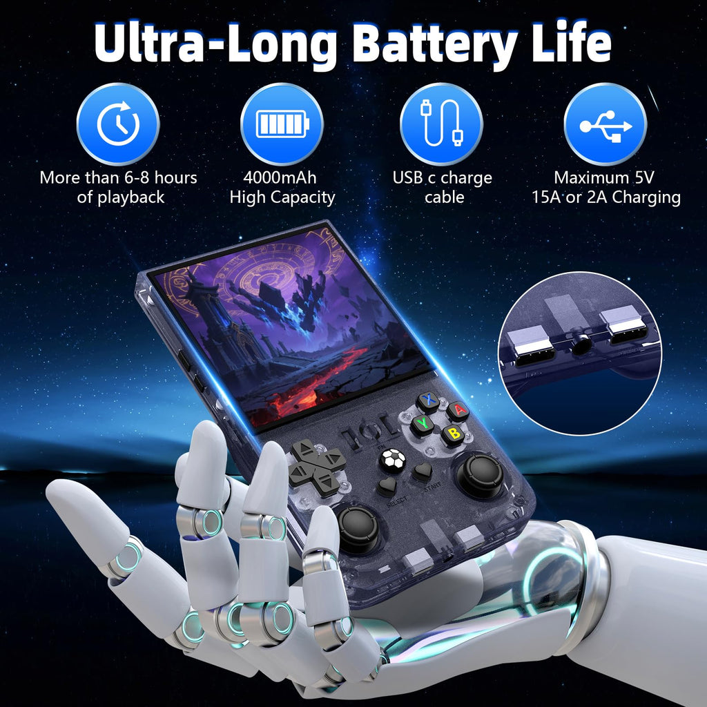 R36MAX Retro Gaming Console, Retro Handheld Games Console with 64GB TF Card, Portable Hand Held Open Source Linux System, 4.0 inch IPS HD Screen Video Game Consoles, 4000mAh Battery