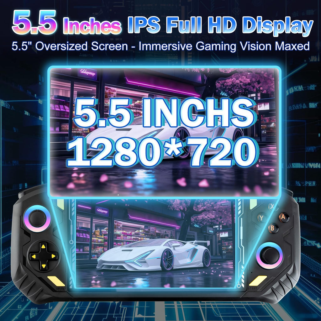RG56PRO Retro Handheld Game Console - 5.5 Inch IPS Screen,31000+ Classic 3D Games,5000mAh Battery, Open Linux System,Portable Console with 128G TF Card - Birthday Gift for Boyfriend (Black)