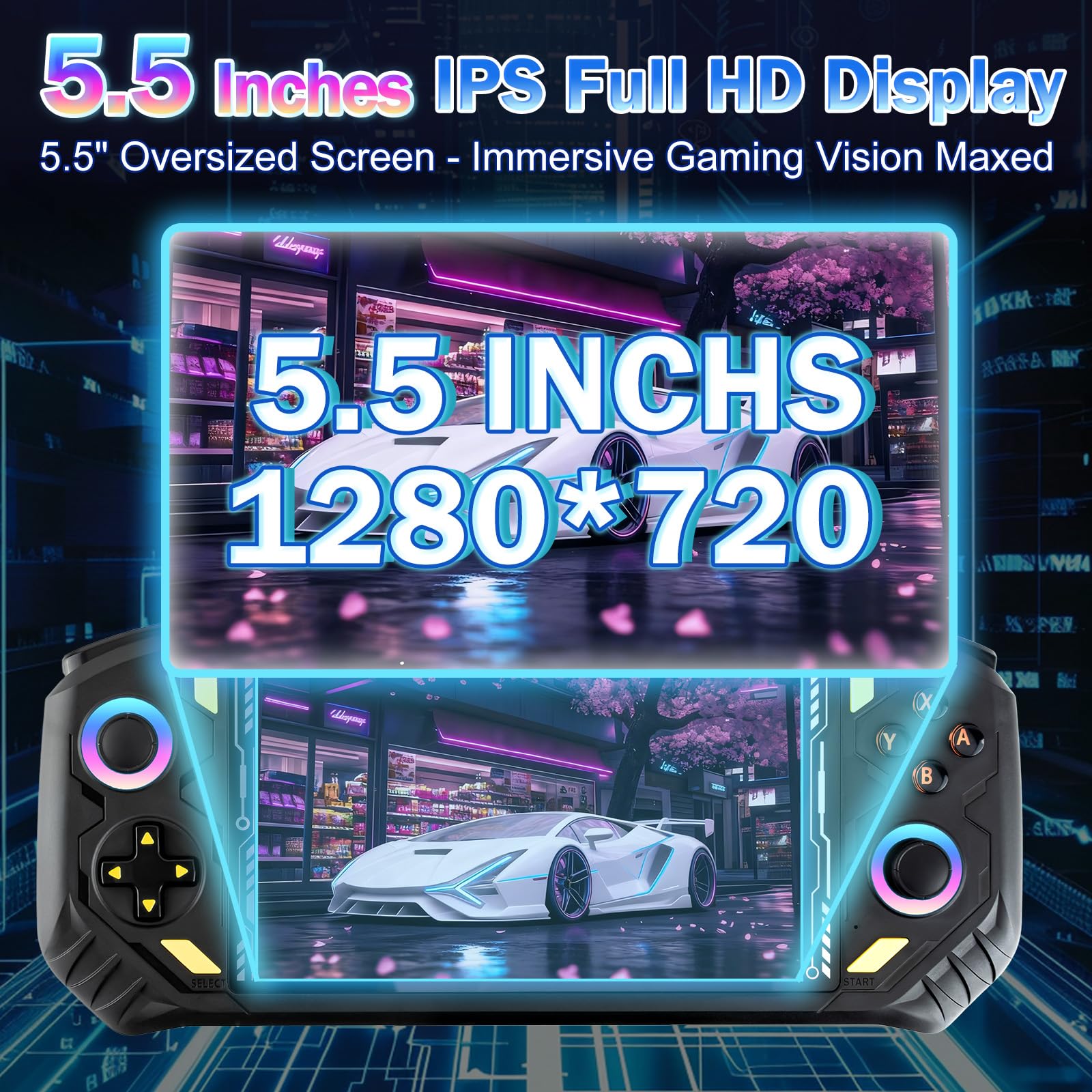 RG56PRO Retro Handheld Game Console - 5.5 Inch IPS Screen,31000+ Classic 3D Games,5000mAh Battery, Open Linux System,Portable Console with 128G TF Card - Birthday Gift for Boyfriend (Black)