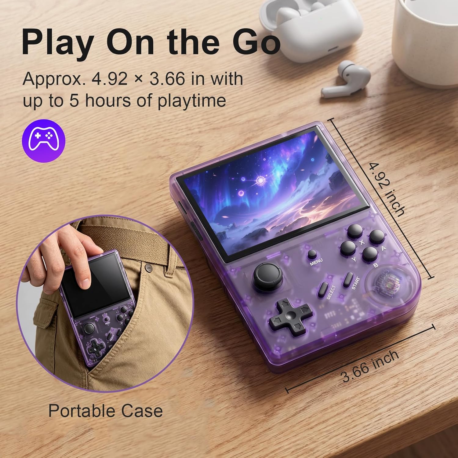 Retro Handheld Game Console with 2100+ Built-in Games, 64GB TF Card, 3.5-Inch IPS Display, Joystick and Trigger Buttons, Tempered Glass Screen, 2000mAh Battery Amazon