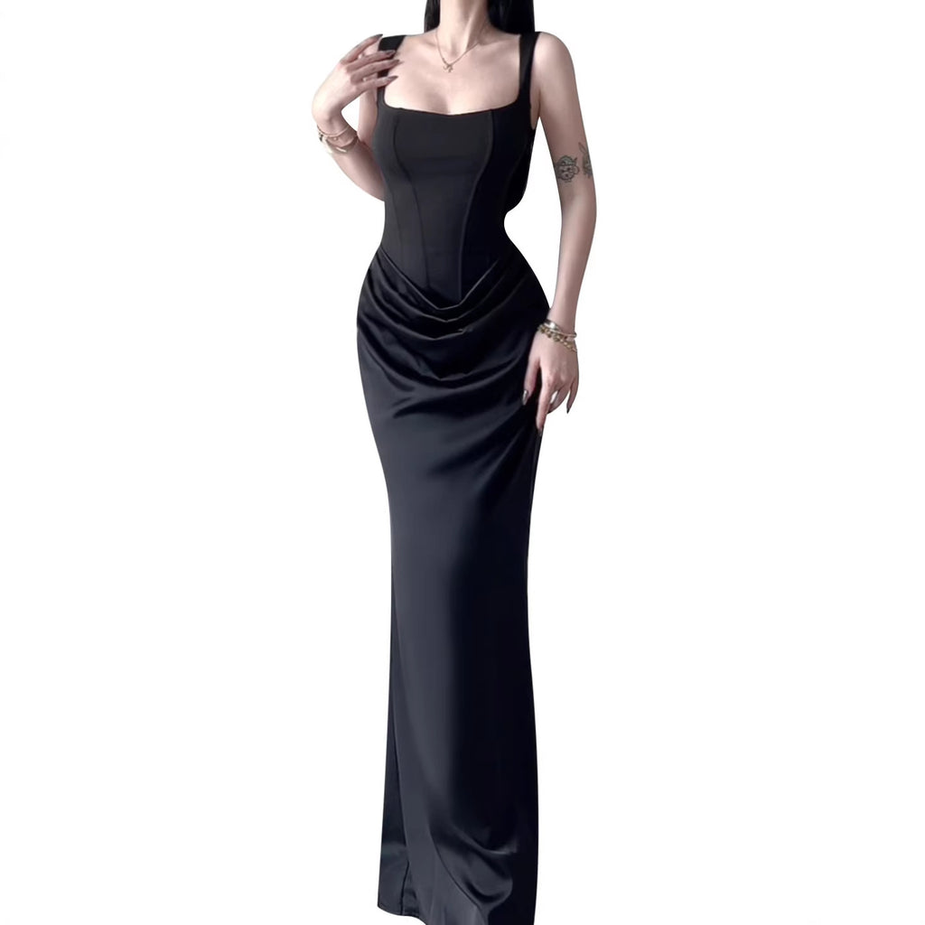 Sleeveless Backless Bodycon Long Dress with Fish Tail Hem