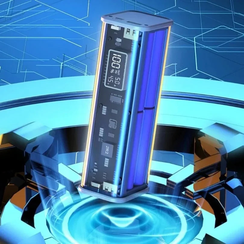 22.5W DIY Battery Charger Case Transparent PD Power Bank Storage Box For 8PCS 18650 Polymer 20000mAh Battery Fast Charging Box