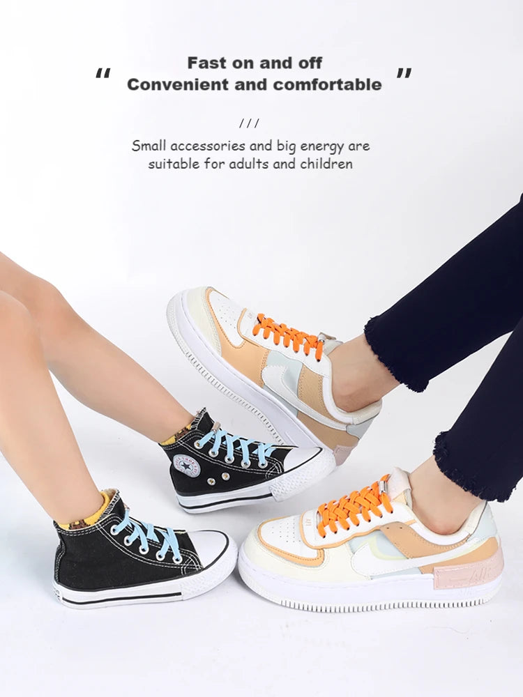 Elastic Laces Sneakers Alloy Lock No Tie Shoe Laces Flat Shoelaces for SneakersTies Kids Adult Quick Lace for Shoes Rubber Bands