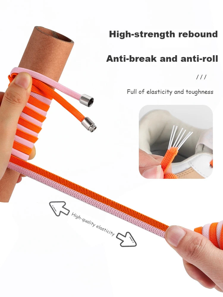 Elastic Laces Sneakers Alloy Lock No Tie Shoe Laces Flat Shoelaces for SneakersTies Kids Adult Quick Lace for Shoes Rubber Bands