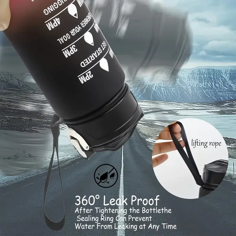 Sportwasserflasche mit Trinkhalm zur Zeitverfolgung Auslaufsicherer Verriegelungsdeckel für einfachen Transport Ideal für Outdoor-Abenteuer