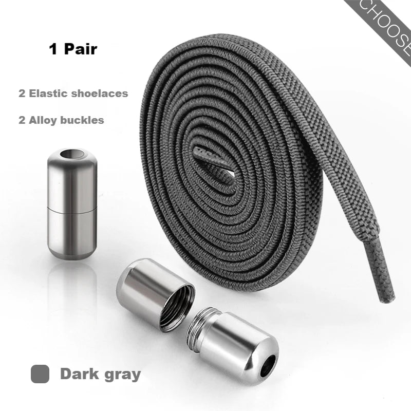 Elastic Laces Sneakers Alloy Lock No Tie Shoe Laces Flat Shoelaces for SneakersTies Kids Adult Quick Lace for Shoes Rubber Bands