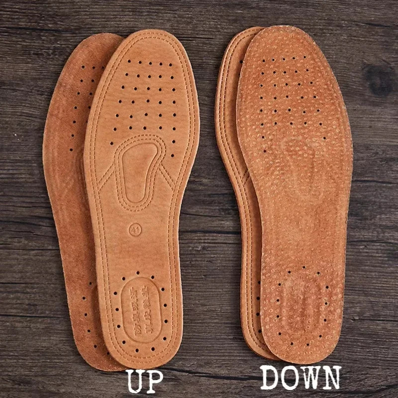 1 Pair Cowhide Insoles for Shoes Men Comfortable Deodorant Casual Leather Insoles Feet Quality Genuine Leather Flats Shoe Sole