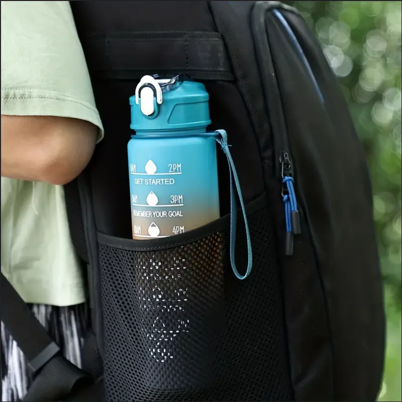 Sportwasserflasche mit Trinkhalm zur Zeitverfolgung Auslaufsicherer Verriegelungsdeckel für einfachen Transport Ideal für Outdoor-Abenteuer