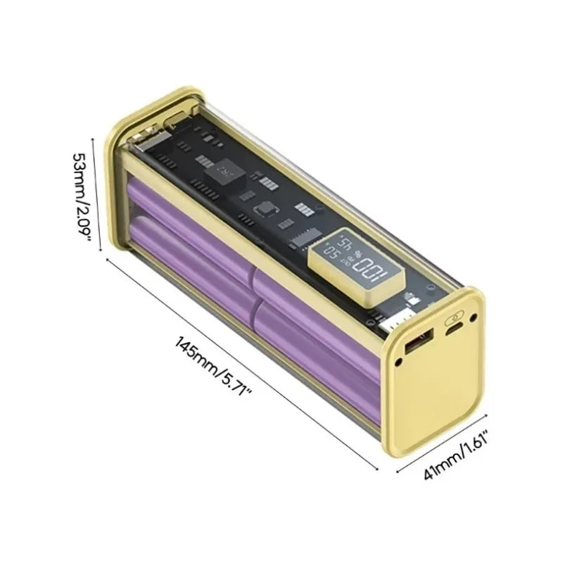 22.5W DIY Battery Charger Case Transparent PD Power Bank Storage Box For 8PCS 18650 Polymer 20000mAh Battery Fast Charging Box