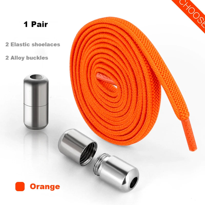 Elastic Laces Sneakers Alloy Lock No Tie Shoe Laces Flat Shoelaces for SneakersTies Kids Adult Quick Lace for Shoes Rubber Bands