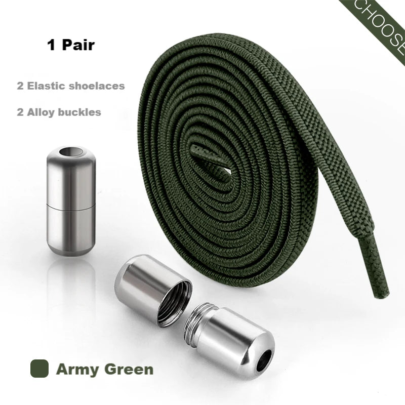 Elastic Laces Sneakers Alloy Lock No Tie Shoe Laces Flat Shoelaces for SneakersTies Kids Adult Quick Lace for Shoes Rubber Bands