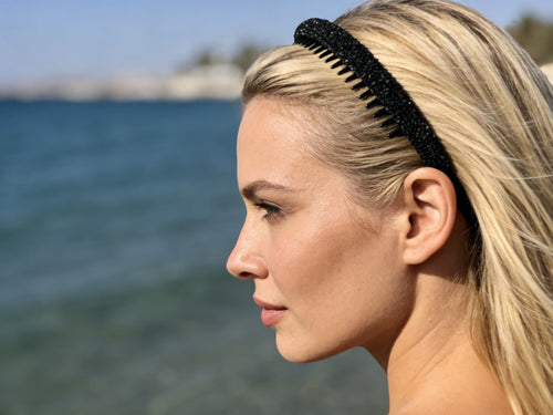 1 Pack Full Rhinestone Toothed Non-slip Headband, Edgy Style Daily Flyaway Control / Commuter Look / Party