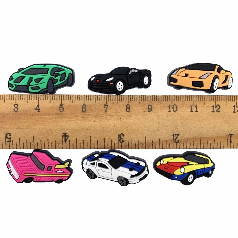 24pcs Car Series Shoe Charms Set For Clogs Bogg Bag Bubble Slides Sandals, PVC Shoe Decorations Beach Bag Accessories Gift