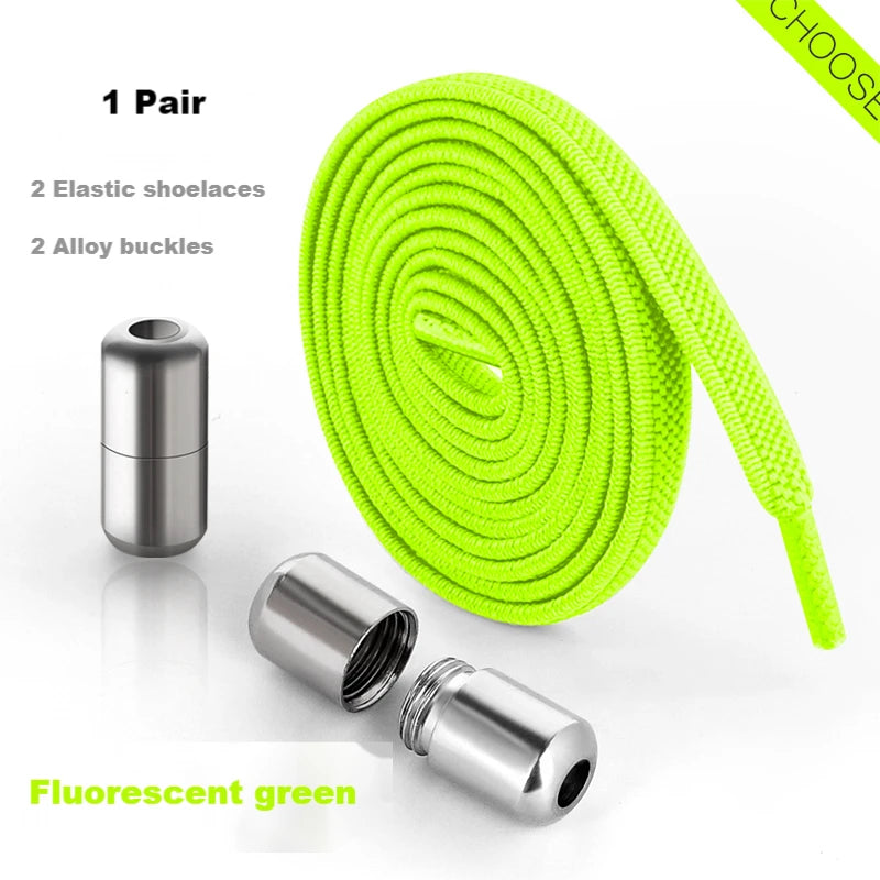 Elastic Laces Sneakers Alloy Lock No Tie Shoe Laces Flat Shoelaces for SneakersTies Kids Adult Quick Lace for Shoes Rubber Bands