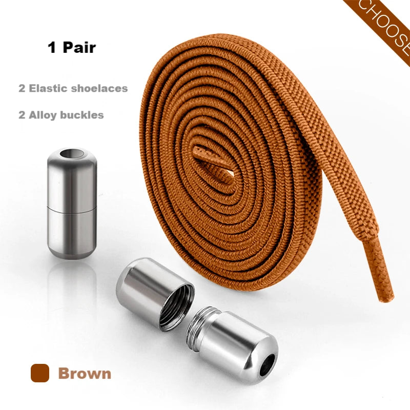 Elastic Laces Sneakers Alloy Lock No Tie Shoe Laces Flat Shoelaces for SneakersTies Kids Adult Quick Lace for Shoes Rubber Bands