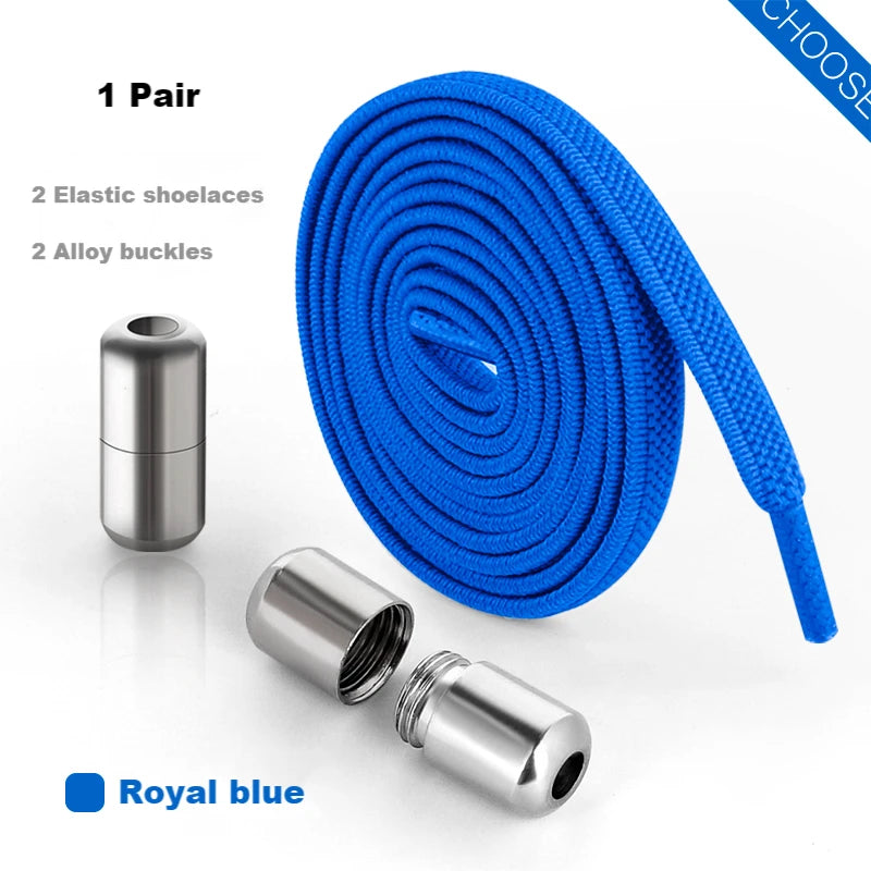 Elastic Laces Sneakers Alloy Lock No Tie Shoe Laces Flat Shoelaces for SneakersTies Kids Adult Quick Lace for Shoes Rubber Bands