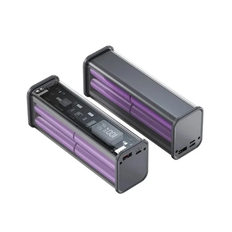 22.5W DIY Battery Charger Case Transparent PD Power Bank Storage Box For 8PCS 18650 Polymer 20000mAh Battery Fast Charging Box