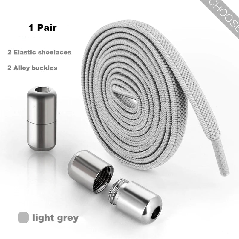 Elastic Laces Sneakers Alloy Lock No Tie Shoe Laces Flat Shoelaces for SneakersTies Kids Adult Quick Lace for Shoes Rubber Bands