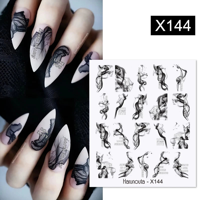 1Pc 3D Nail Sticker Colorful Pattern Press on Nail Decals Wave Gold Ink Blooming Marble Design Slider DIY Nail Art Decorations