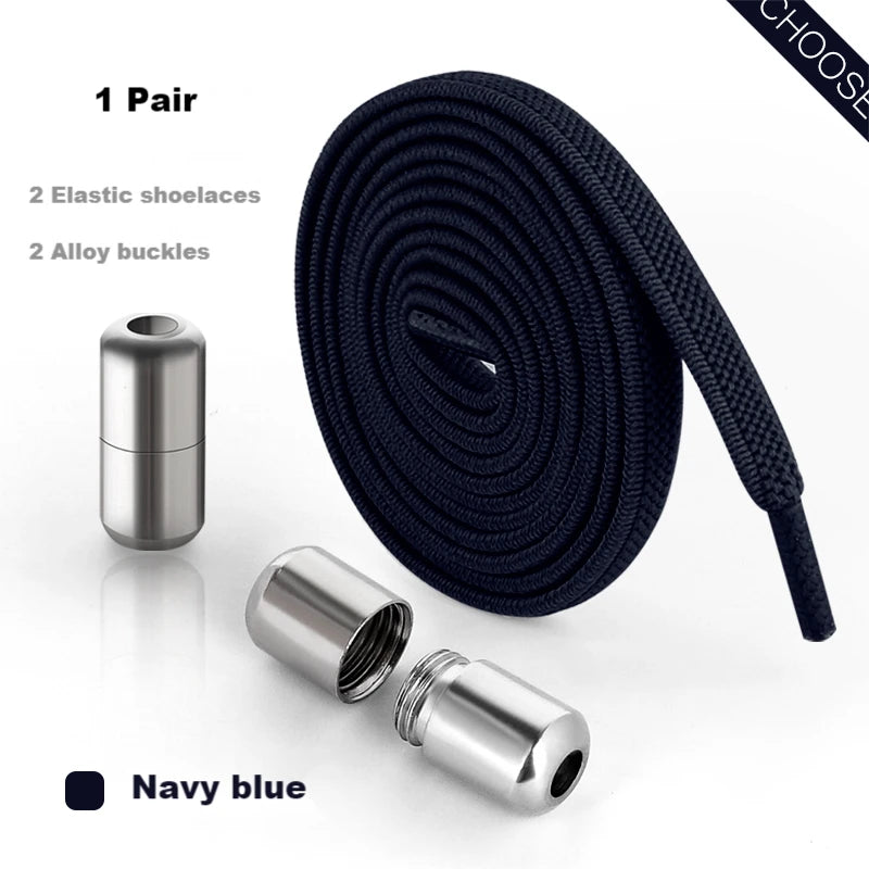 Elastic Laces Sneakers Alloy Lock No Tie Shoe Laces Flat Shoelaces for SneakersTies Kids Adult Quick Lace for Shoes Rubber Bands