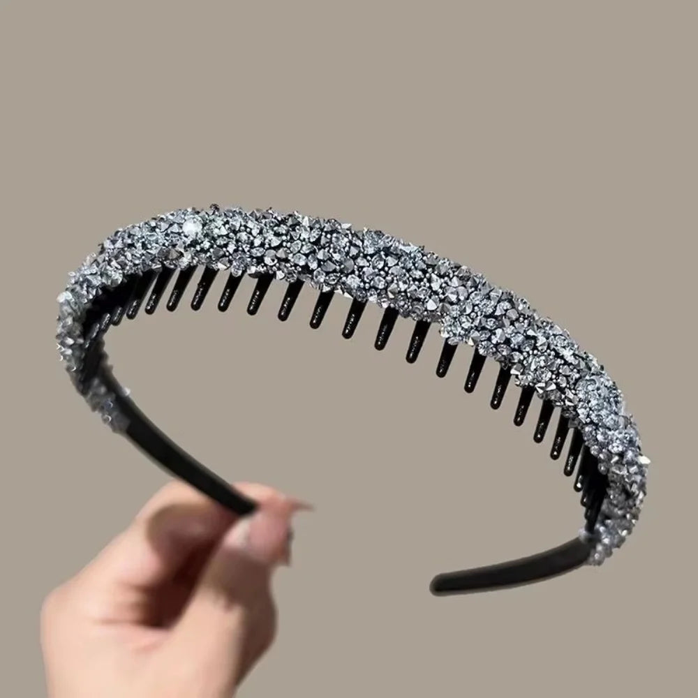 1 Pack Full Rhinestone Toothed Non-slip Headband, Edgy Style Daily Flyaway Control / Commuter Look / Party