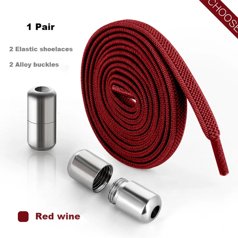 Elastic Laces Sneakers Alloy Lock No Tie Shoe Laces Flat Shoelaces for SneakersTies Kids Adult Quick Lace for Shoes Rubber Bands