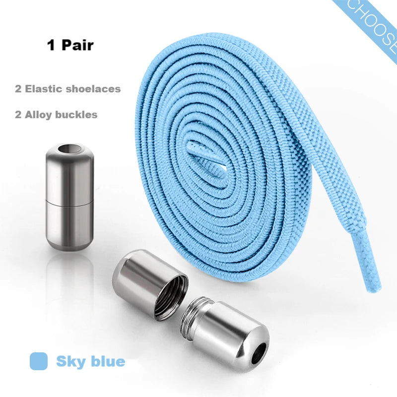 Elastic Laces Sneakers Alloy Lock No Tie Shoe Laces Flat Shoelaces for SneakersTies Kids Adult Quick Lace for Shoes Rubber Bands