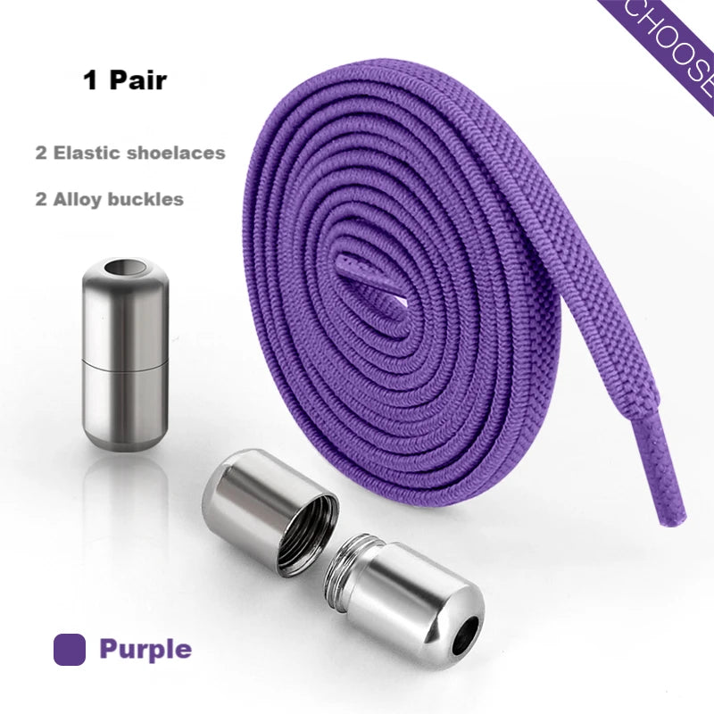 Elastic Laces Sneakers Alloy Lock No Tie Shoe Laces Flat Shoelaces for SneakersTies Kids Adult Quick Lace for Shoes Rubber Bands