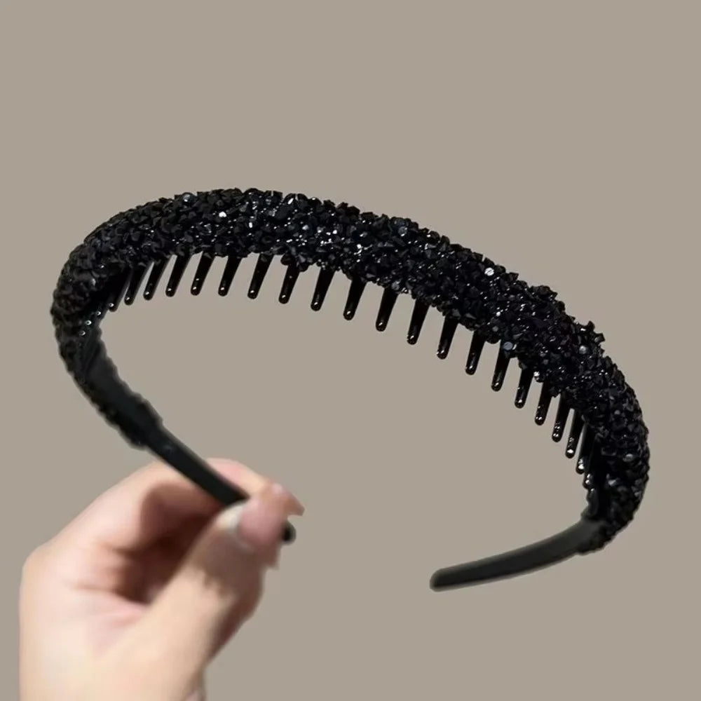 1 Pack Full Rhinestone Toothed Non-slip Headband, Edgy Style Daily Flyaway Control / Commuter Look / Party